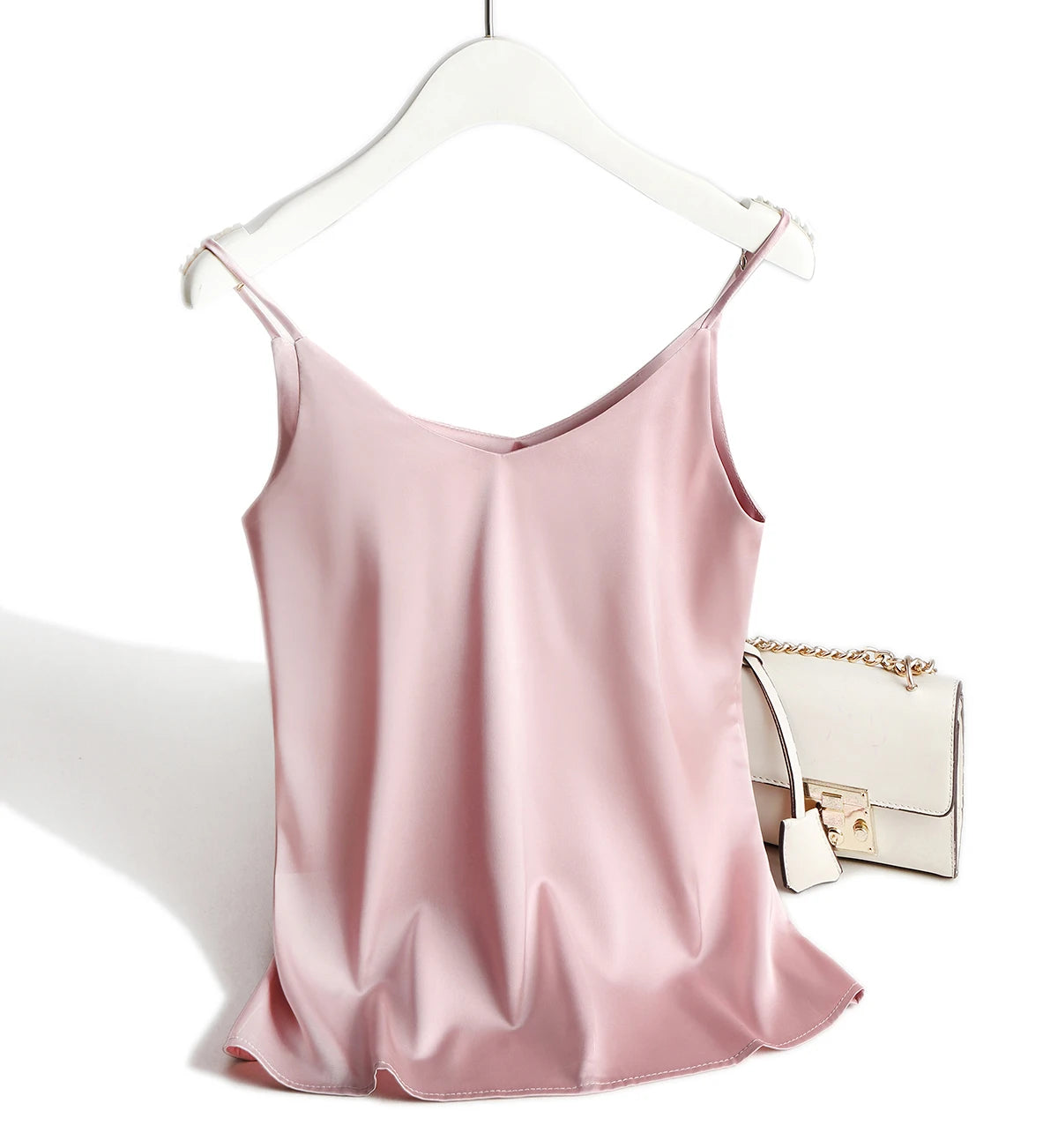 Women's Satin V-Neck Cami Top – Lightweight, Travel-Ready Style
