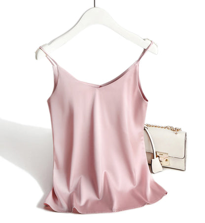 Women's Satin V-Neck Cami Top – Lightweight, Travel-Ready Style