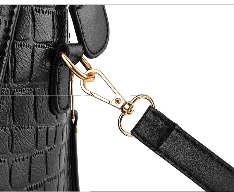 Women’s Croc-Pattern Faux Leather Shoulder Bag – Tassel Detail Handbag