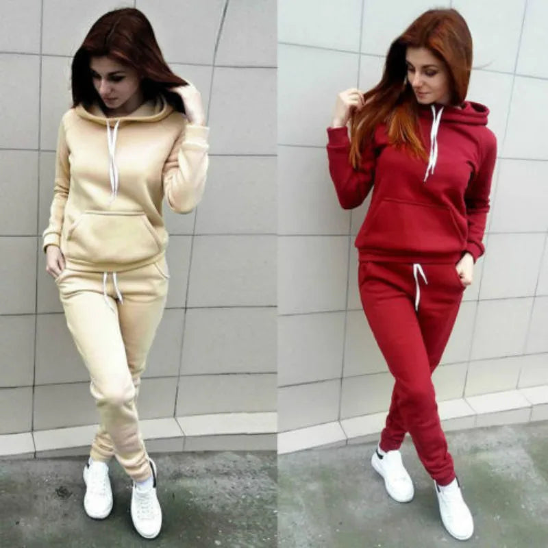 Women’s & Teens Hooded Tracksuit Jogger Set – Casual Lounge & Travel