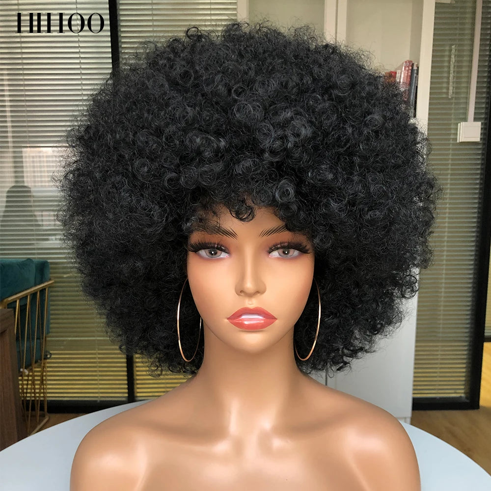 70s Disco Afro Wig – Short Curly Costume Wig with Bangs