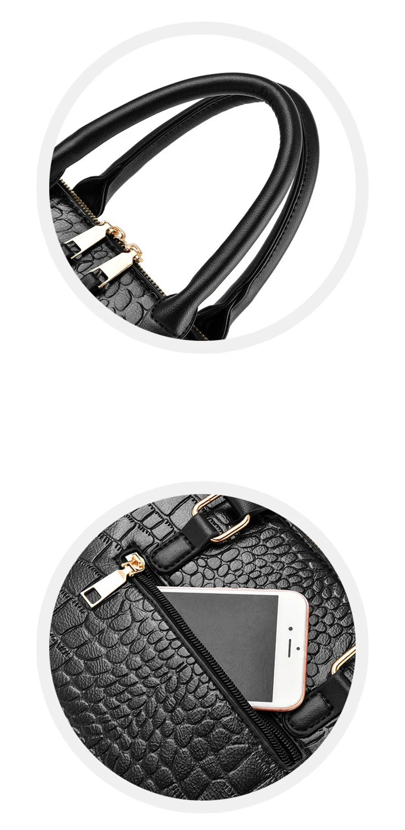 Women’s Croc-Pattern Faux Leather Shoulder Bag – Tassel Detail Handbag