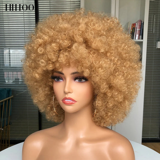 70s Disco Afro Wig – Short Curly Costume Wig with Bangs