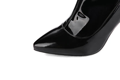 Women’s Over-the-Knee Patent Boots – Pointed Toe, Side-Zip, Stiletto Heel