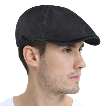 Men’s Washed Cotton Flat Cap – Lightweight Casual Style