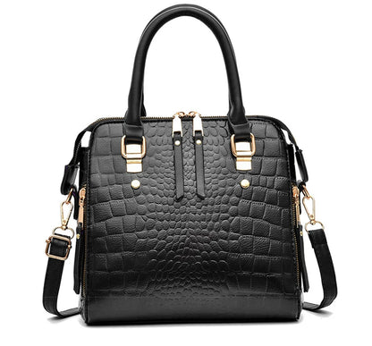 Women’s Croc-Pattern Faux Leather Shoulder Bag – Tassel Detail Handbag
