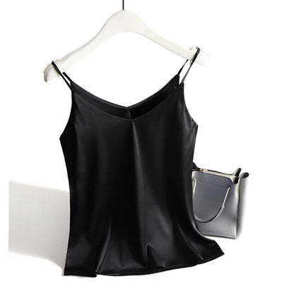 Women's Satin V-Neck Cami Top – Lightweight, Travel-Ready Style