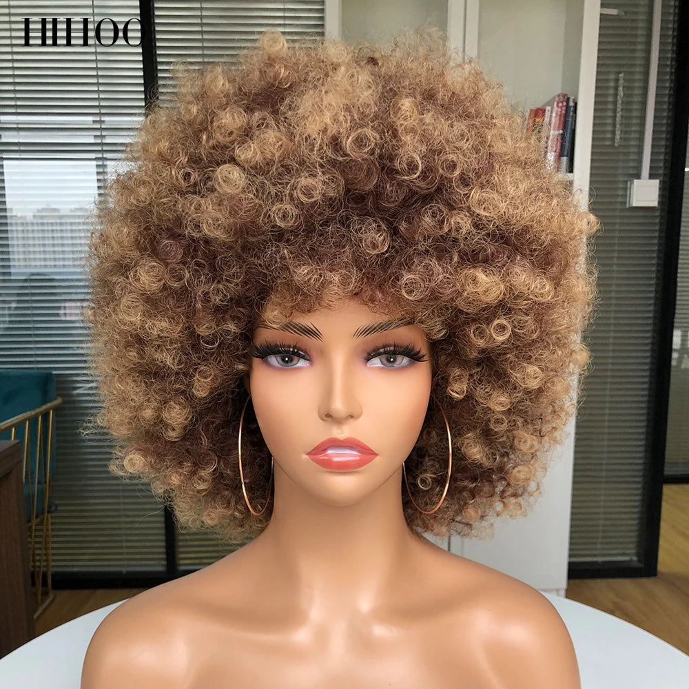 70s Disco Afro Wig – Short Curly Costume Wig with Bangs