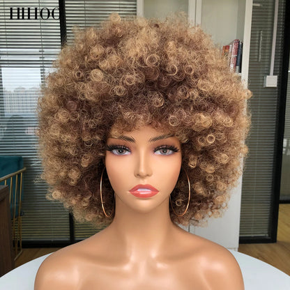 70s Disco Afro Wig – Short Curly Costume Wig with Bangs