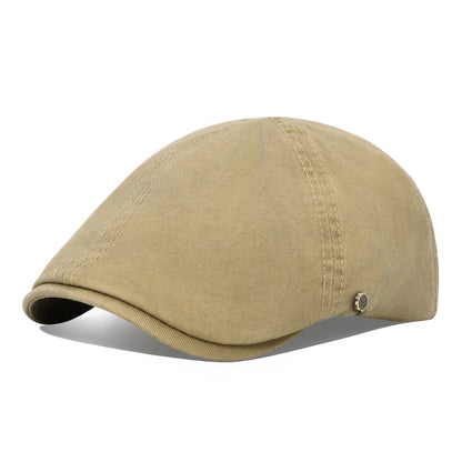 Men’s Washed Cotton Flat Cap – Lightweight Casual Style
