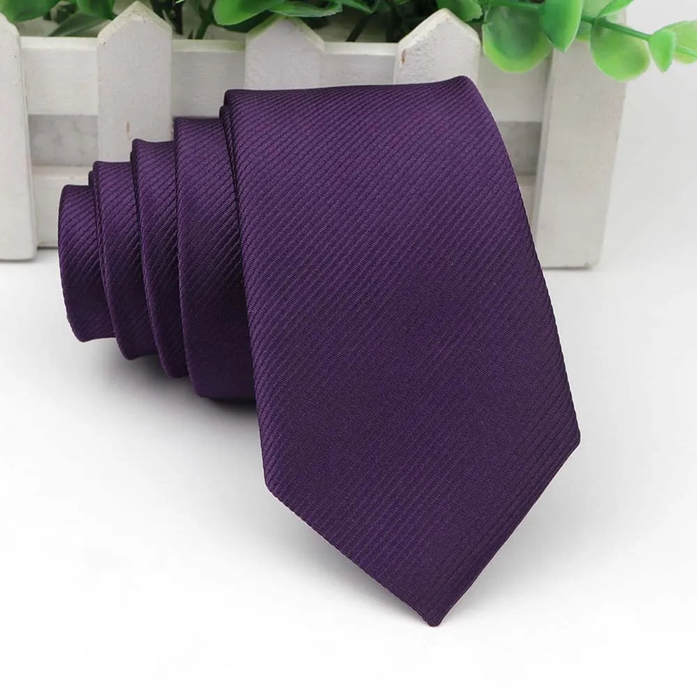 Men’s Solid Color Tie – Classic Slim Design for Formal or Cruise Evenings