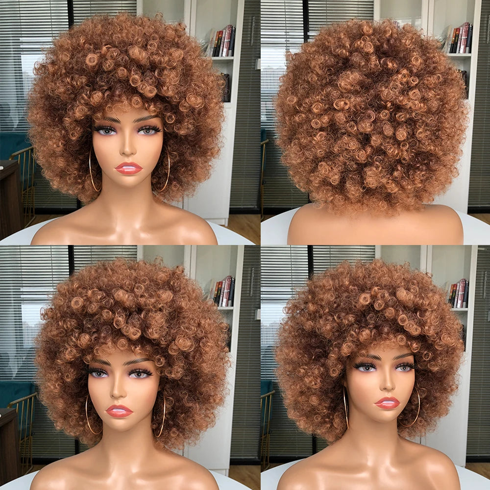 70s Disco Afro Wig – Short Curly Costume Wig with Bangs