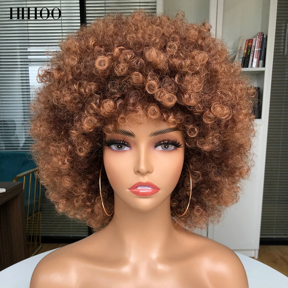 70s Disco Afro Wig – Short Curly Costume Wig with Bangs