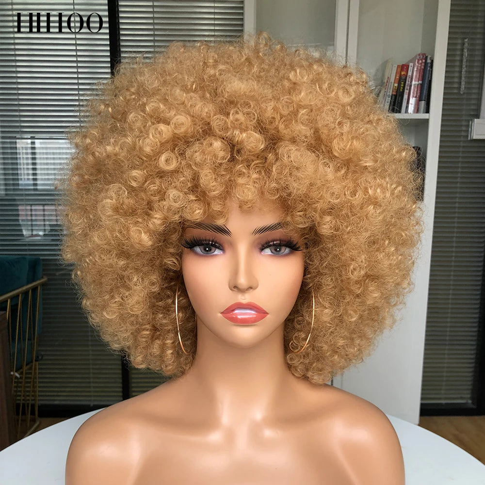 70s Disco Afro Wig – Short Curly Costume Wig with Bangs