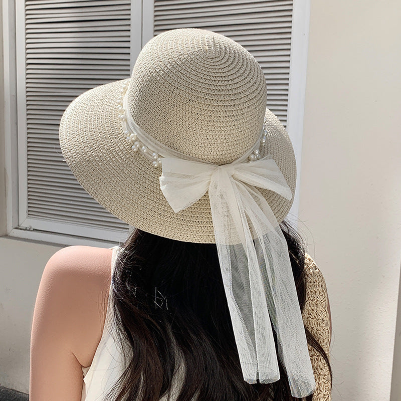 Seaside Grace™ Lace Bow Sun Hat – Breathable, Wide-Brim Elegance - The Dock Drop