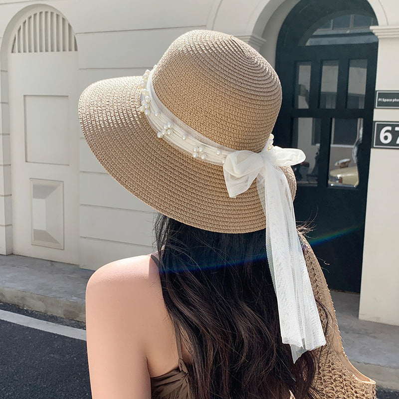 Seaside Grace™ Lace Bow Sun Hat – Breathable, Wide-Brim Elegance - The Dock Drop