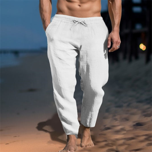 Men’s Linen Blend Loose Fit Beach Casual Pants