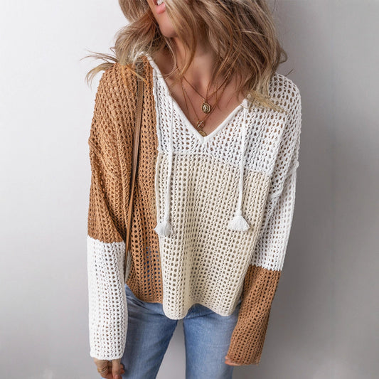 Color-Block Knit Sweater – Effortless Coastal Chic
