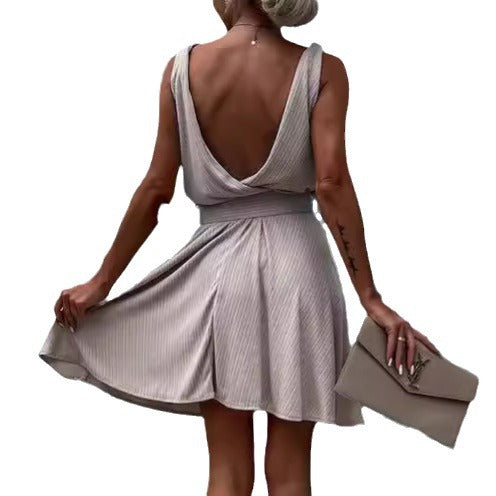 CityMuse Deep V Belted Dress - The Dock Drop