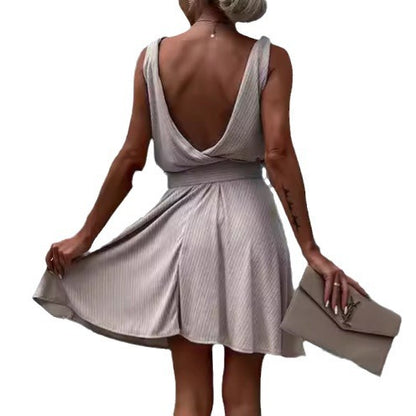 CityMuse Deep V Belted Dress - The Dock Drop