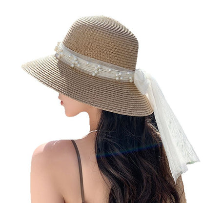 Seaside Grace™ Lace Bow Sun Hat – Breathable, Wide-Brim Elegance - The Dock Drop