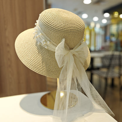 Seaside Grace™ Lace Bow Sun Hat – Breathable, Wide-Brim Elegance - The Dock Drop