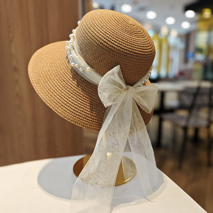 Seaside Grace™ Lace Bow Sun Hat – Breathable, Wide-Brim Elegance - The Dock Drop