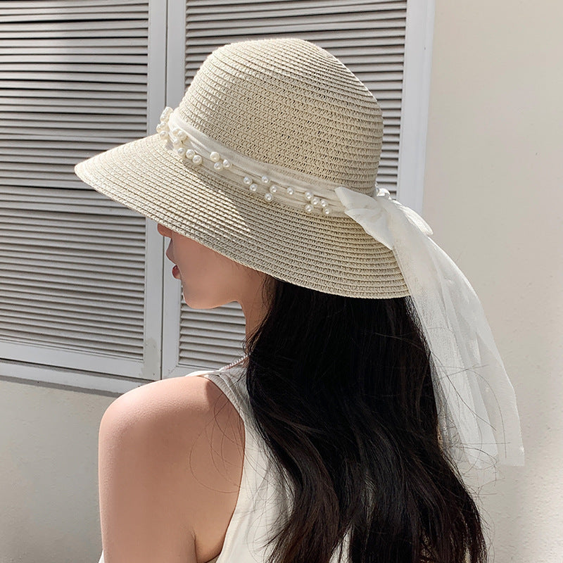 Seaside Grace™ Lace Bow Sun Hat – Breathable, Wide-Brim Elegance - The Dock Drop