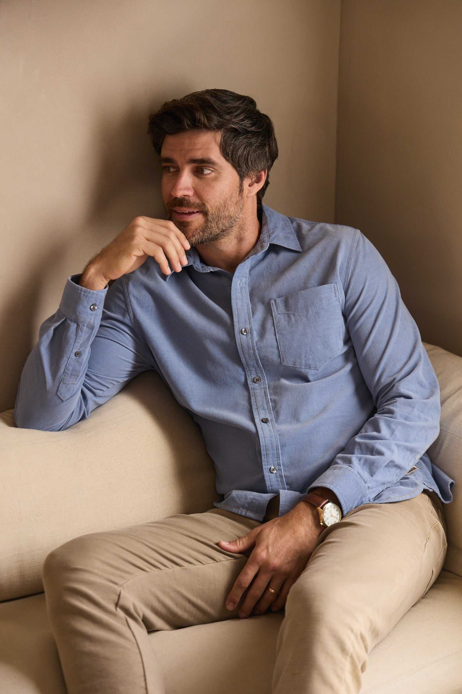 Brian Corduroy Shirt - Country Blue - The Dock Drop