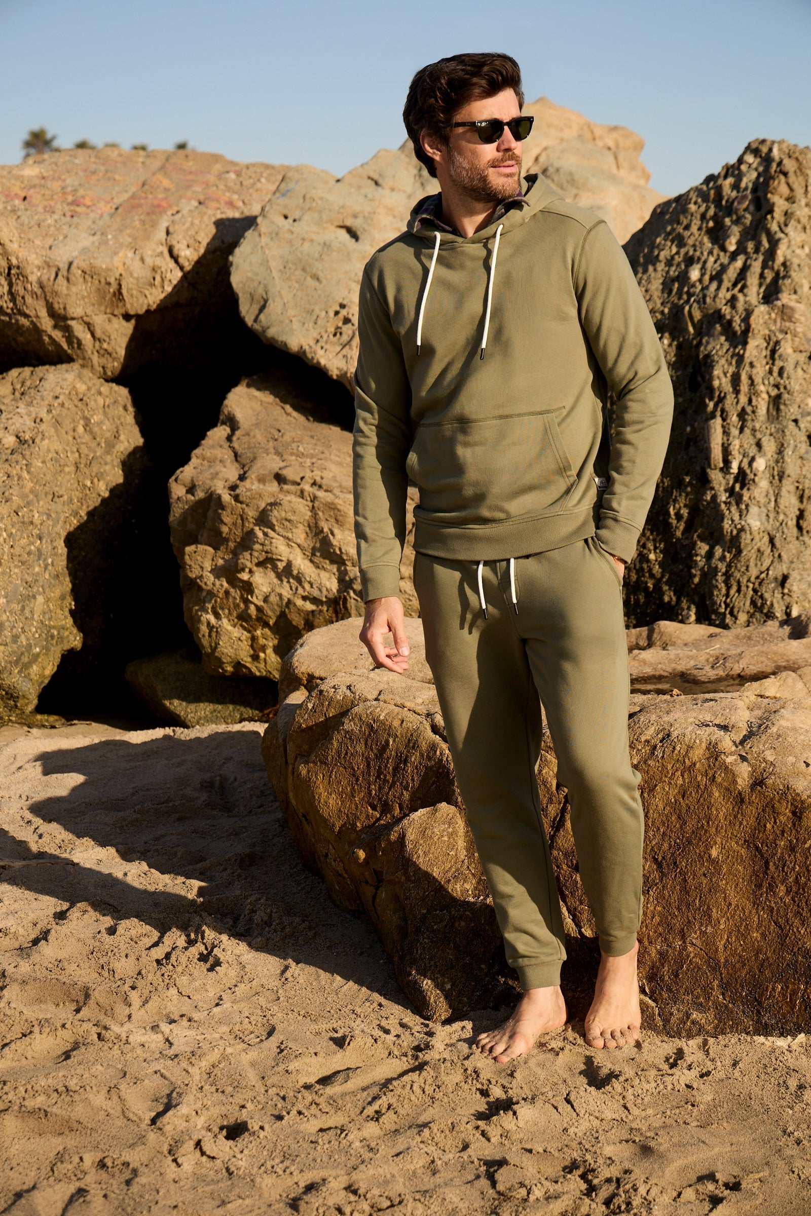 Dune Drawstring Terry Jogger - Lichen Green - The Dock Drop
