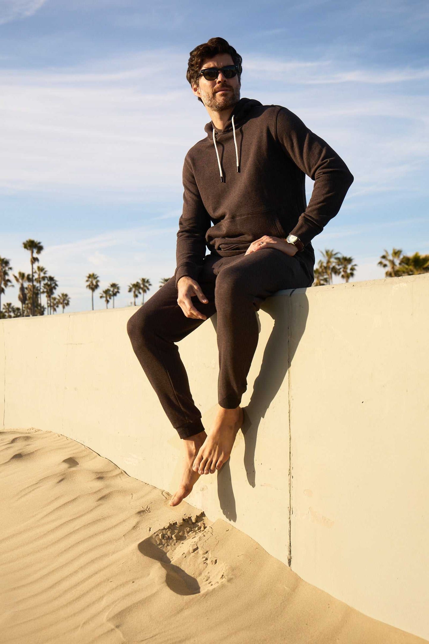 Marine French Terry Hoodie - Brown Heather - The Dock Drop