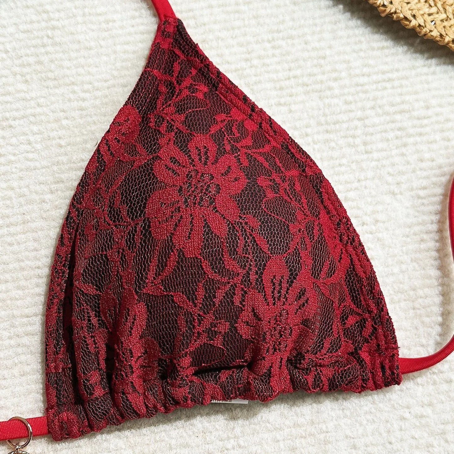 Women’s Lace Triangle Bikini Set with Cover-Up – 3 Piece