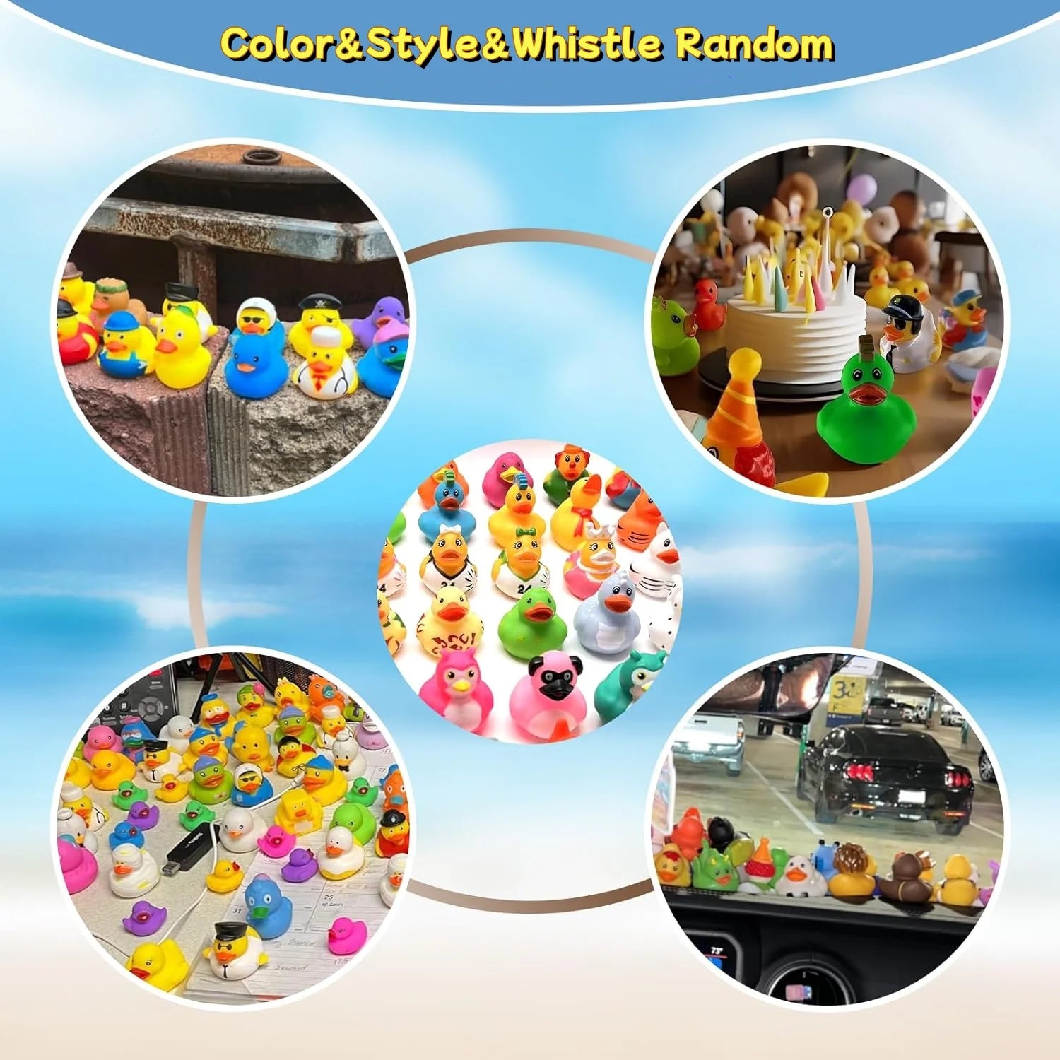 30 – Pack Rubber Ducks in Bulk,assortment Duckies for Jeep Ducking Floater Duck Bath Toys Party Favors Color&style&whistle Ra