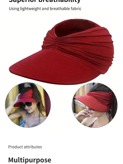 Women’s Foldable Sun Visor Hat – Wide Brim UV Protection