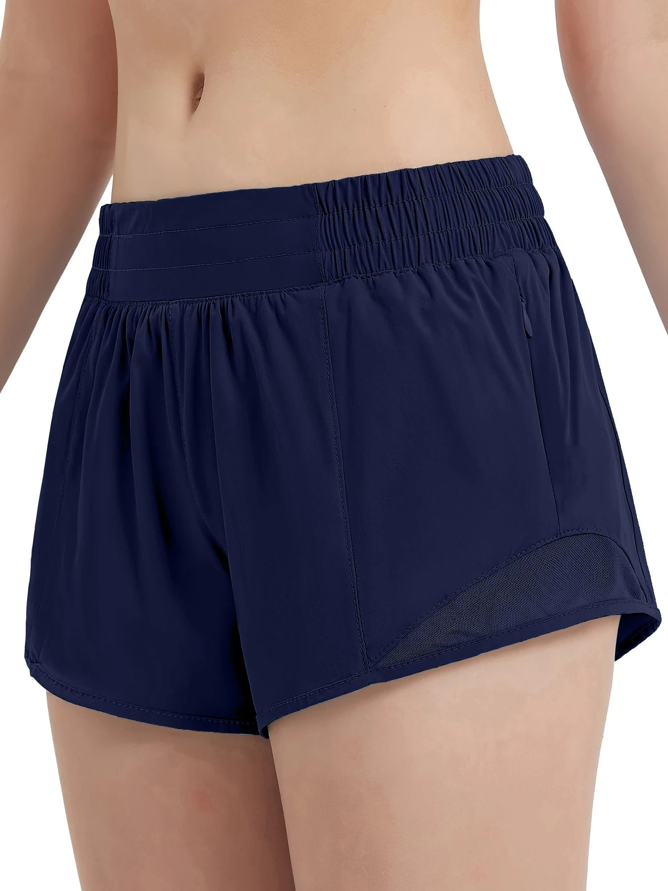 Women’s Quick-Dry Athletic Shorts – High Waist, Zipper Pockets