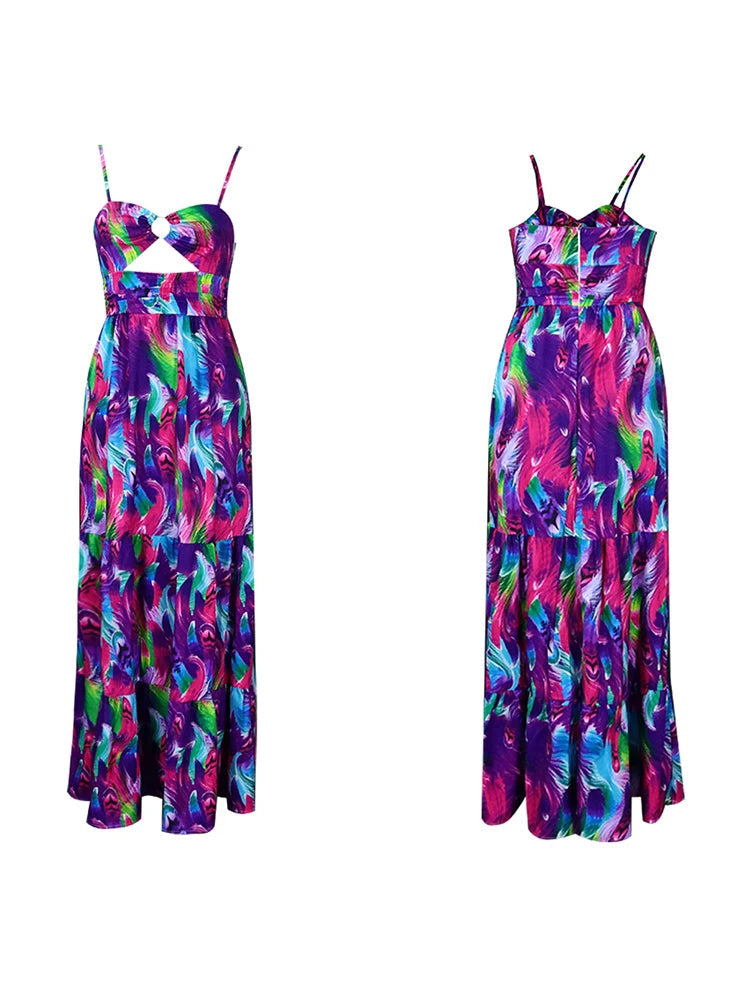 Colorful dress with floral pattern on a white background