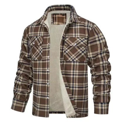 Men’s Fleece-Lined Plaid Jacket – Casual Flannel Work Coat (S–5XL)