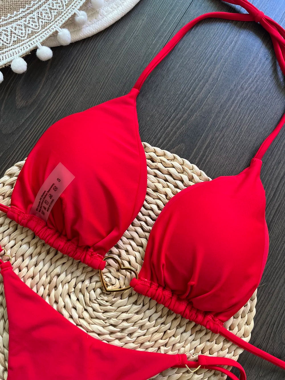 Halter Solid Triangle Bikini Set