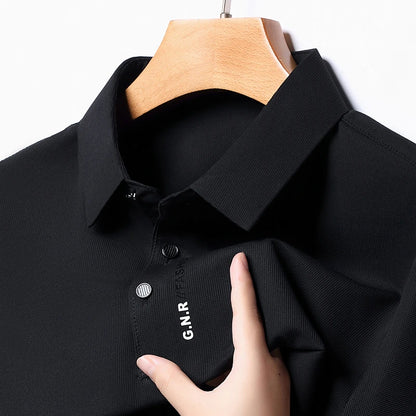 Men’s Short Sleeve Solid Polo Shirt – Breathable Stretch Knit, Casual Business Fit