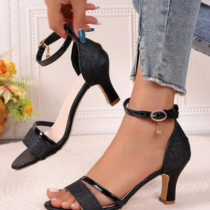 Women’s Open-Toe Heeled Sandals – Ankle Strap, Party Style