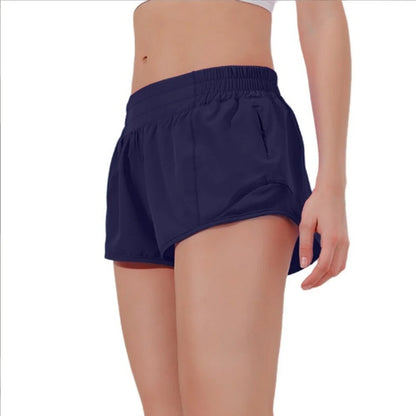 Women’s Quick-Dry Athletic Shorts – High Waist, Zipper Pockets