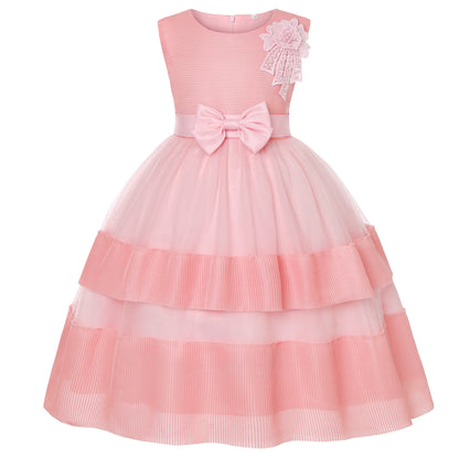 Girls' Lace Formal Dress – Elegant Sleeveless Ball Gown