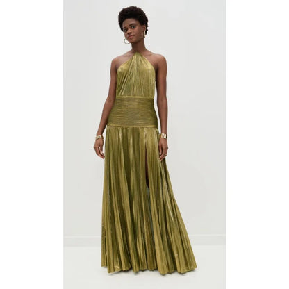 Women’s Halter Evening Gown – Floor-Length, High-Slit Elegance