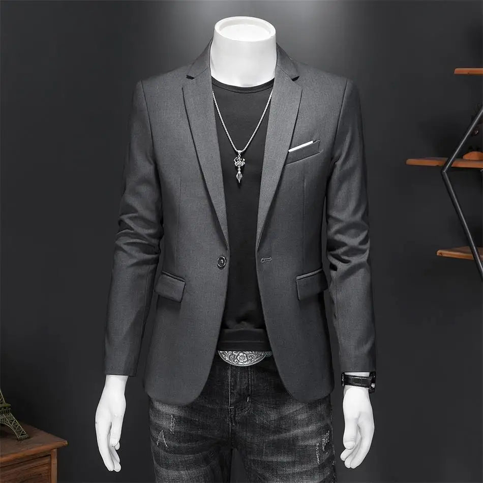 Men’s & Teens Solid Color Single-Button Blazer – Formal & Semi-Formal