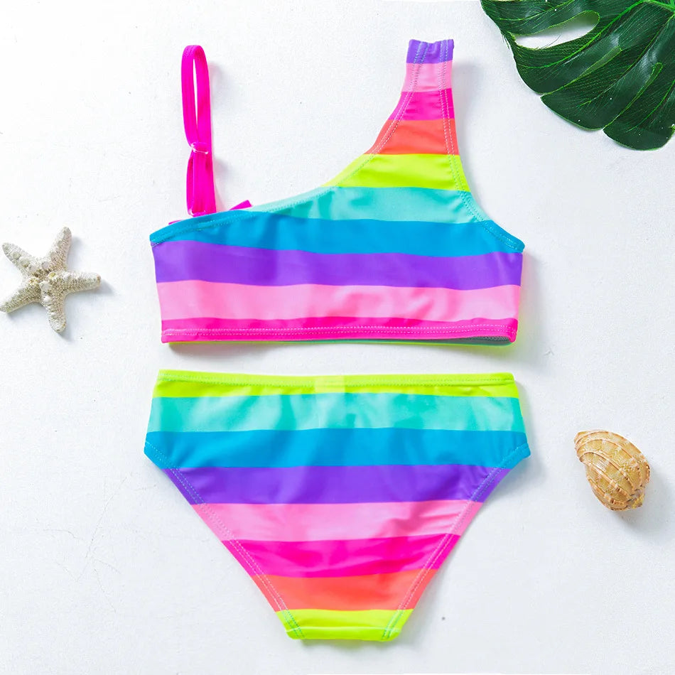 UV Baby Girl Swimsuit Two Piece Swimming Jumpsuit Ruffles Bathing Suit Summer Sleeveless Kids Swimwear for Girls 3-10 Years