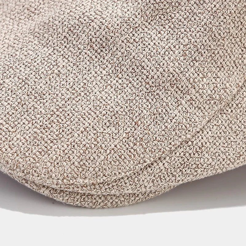 Men’s Adjustable Linen Flat Cap – Textured Casual Style