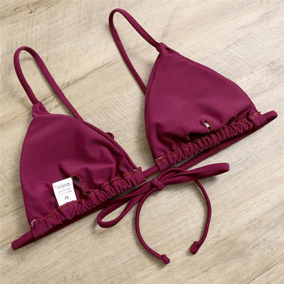 Women's 3-Piece Triangle Bikini Set – Tie Side Swimwear