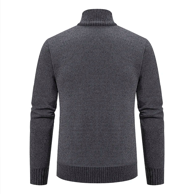 Men’s Stand-Collar Zip Knit Cardigan – Thick, Warm, Everyday Layer