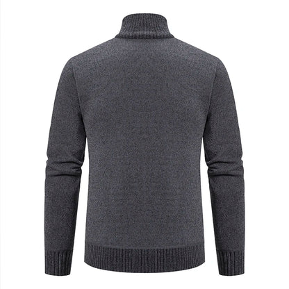 Men’s Stand-Collar Zip Knit Cardigan – Thick, Warm, Everyday Layer