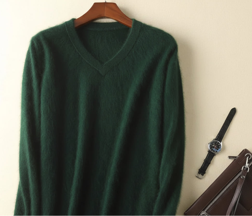 Men’s V-Neck Knit Pullover – Soft Touch, Smart Casual